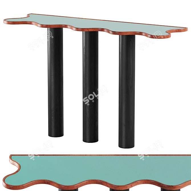 Wave Pattern Black Console Table 3D model image 1