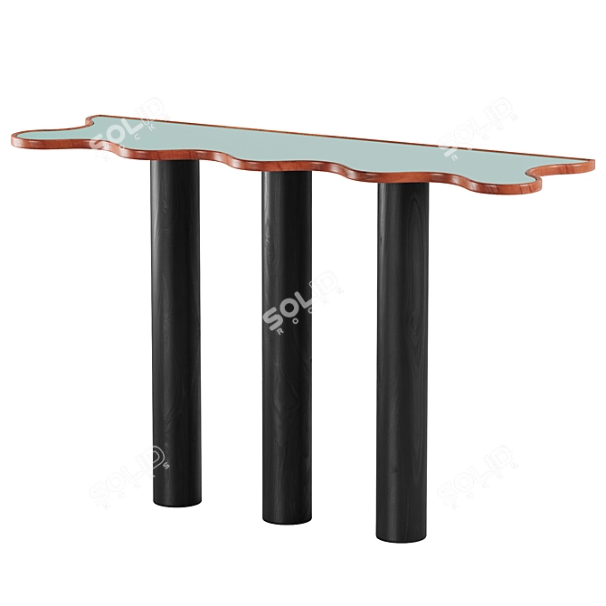 Wave Pattern Black Console Table 3D model image 2