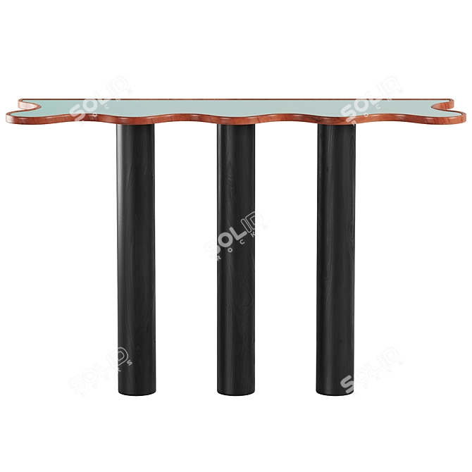 Wave Pattern Black Console Table 3D model image 3