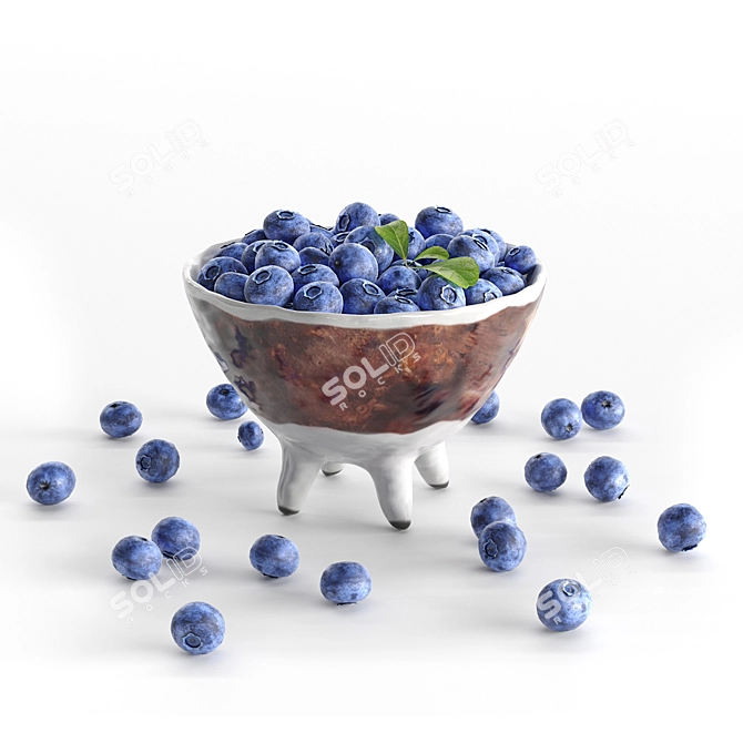 Blueberry in Ceramic Bowl 3D model image 1