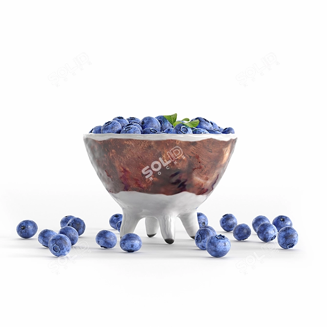 Blueberry in Ceramic Bowl 3D model image 3