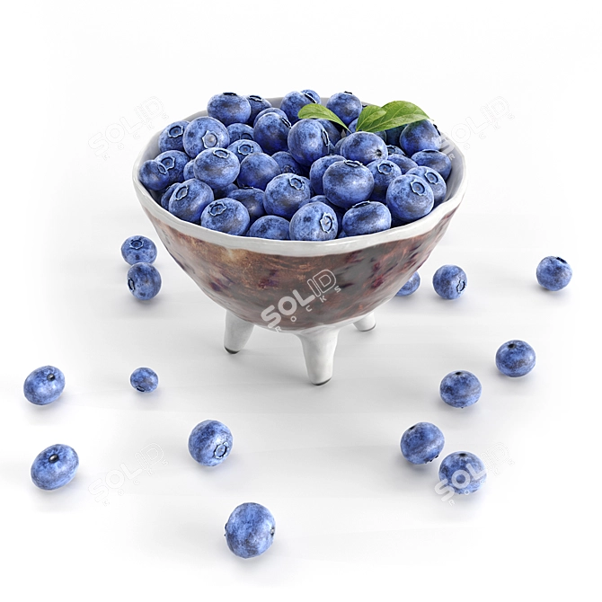 Blueberry in Ceramic Bowl 3D model image 4