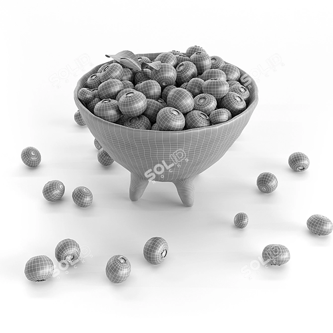 Blueberry in Ceramic Bowl 3D model image 5