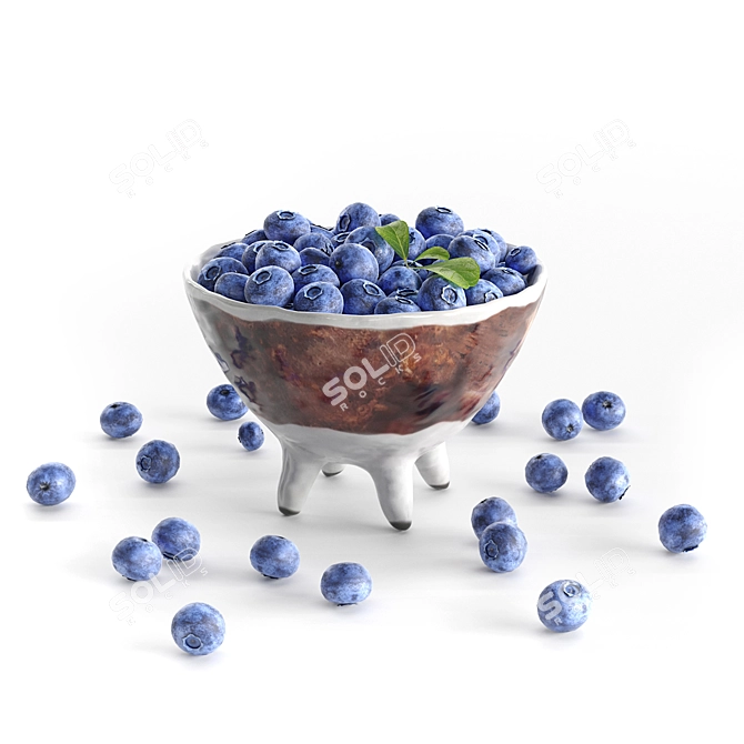 Blueberry in Ceramic Bowl 3D model image 6