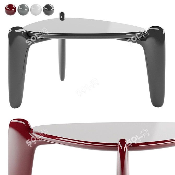 Modern Triangular End Table with 4 Colors 3D model image 1