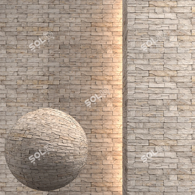 Seamless Stonewall Texture Pack 3D model image 1