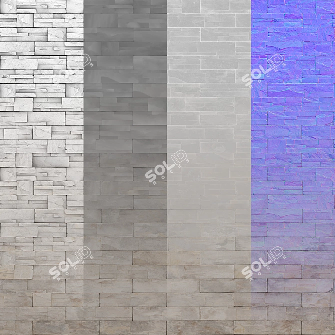 Seamless Stonewall Texture Pack 3D model image 2