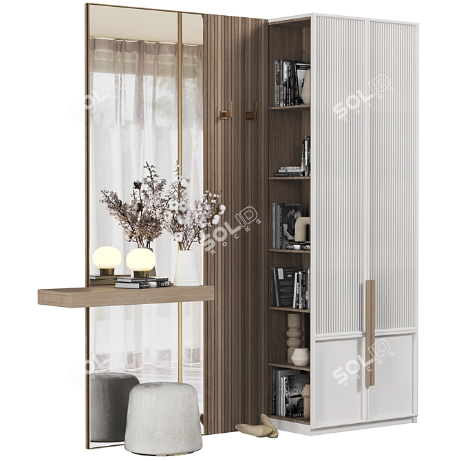 Modern Wood Hallway Display Cabinet 3D model image 1