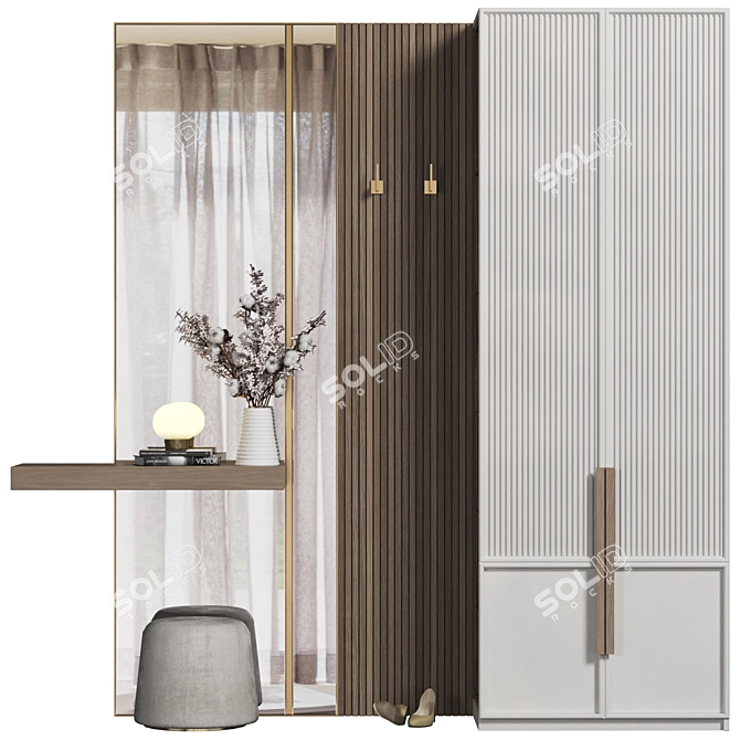 Modern Wood Hallway Display Cabinet 3D model image 2