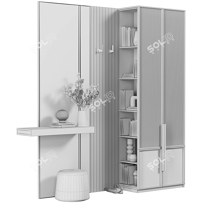 Modern Wood Hallway Display Cabinet 3D model image 4