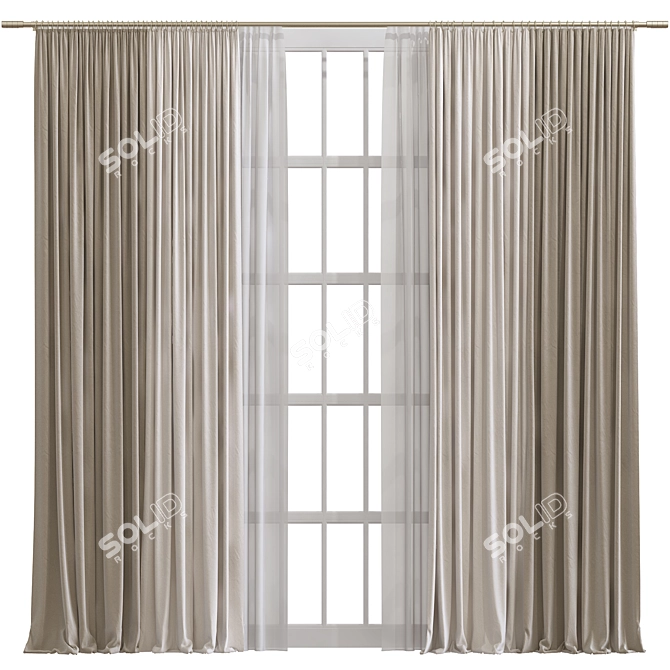 Mesh Patterned Curtain Design 3D model image 1