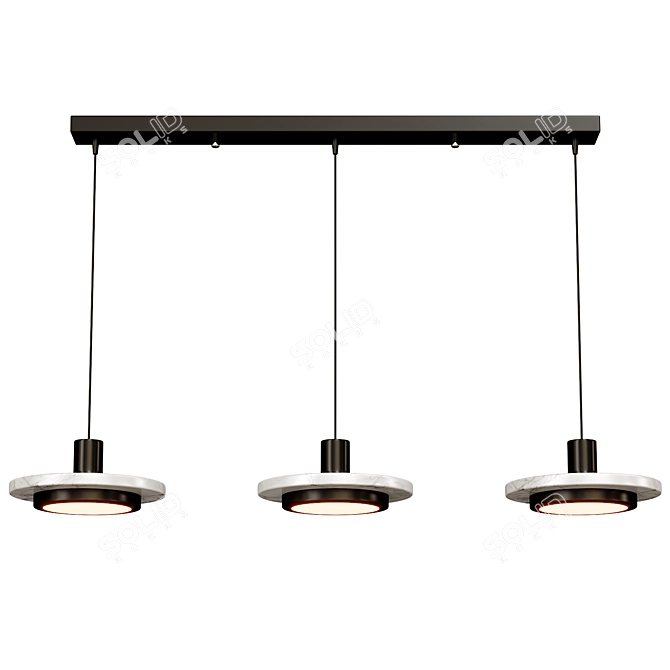 Modern Marble Ring Pendant Lamp 3D model image 2