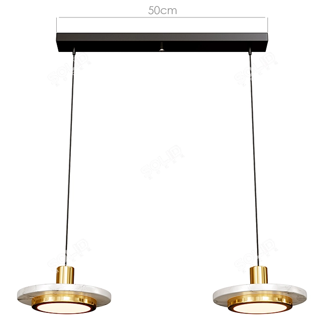 Modern Marble Ring Pendant Lamp 3D model image 4