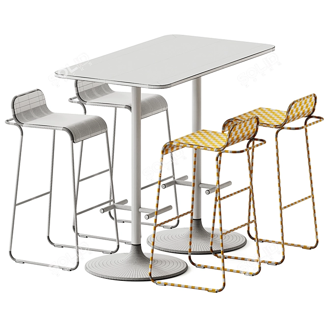 Modern Garden Set: High Table & Stool 3D model image 6