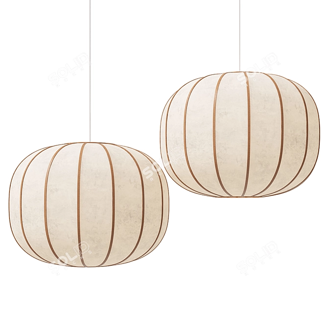 Handmade Japanese Paper Pendant Lamp 3D model image 1