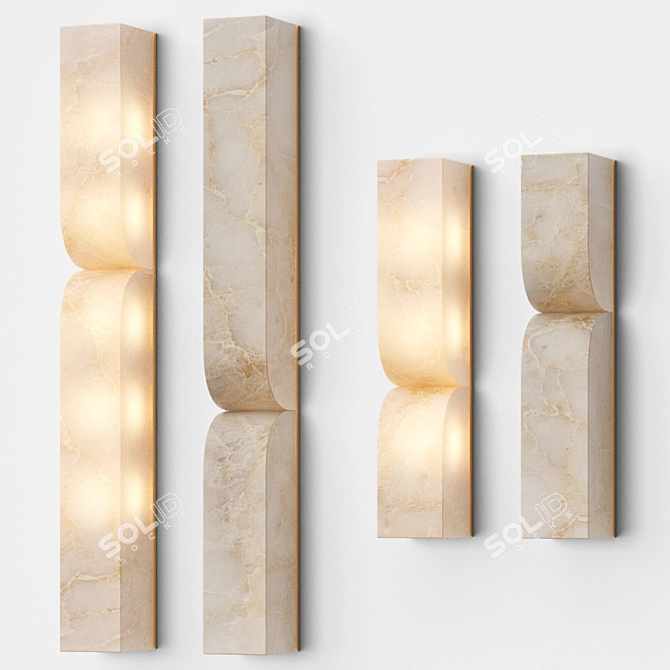 Marble Rectangular Dash Wall Sconce 3D model image 1