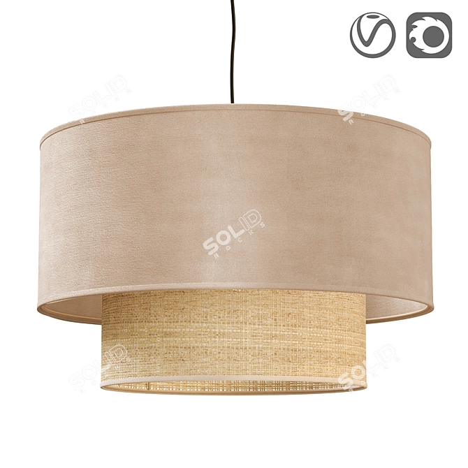 Boheme Textile Pendant Light 3D model image 1