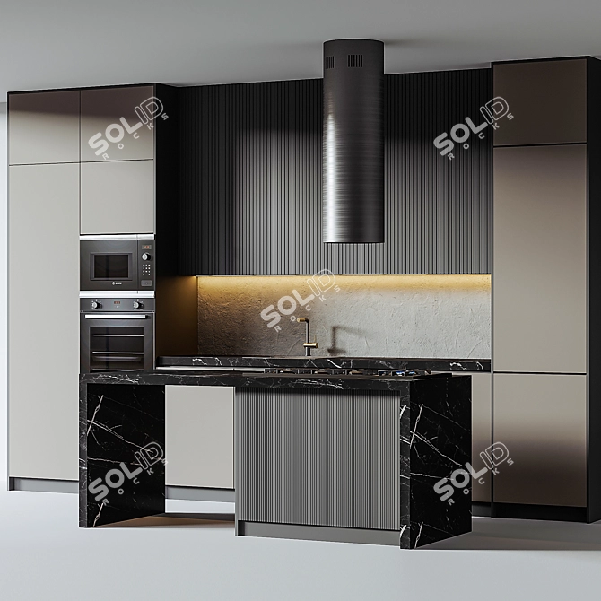 Modern Kitchen Design 3D Model 3D model image 1