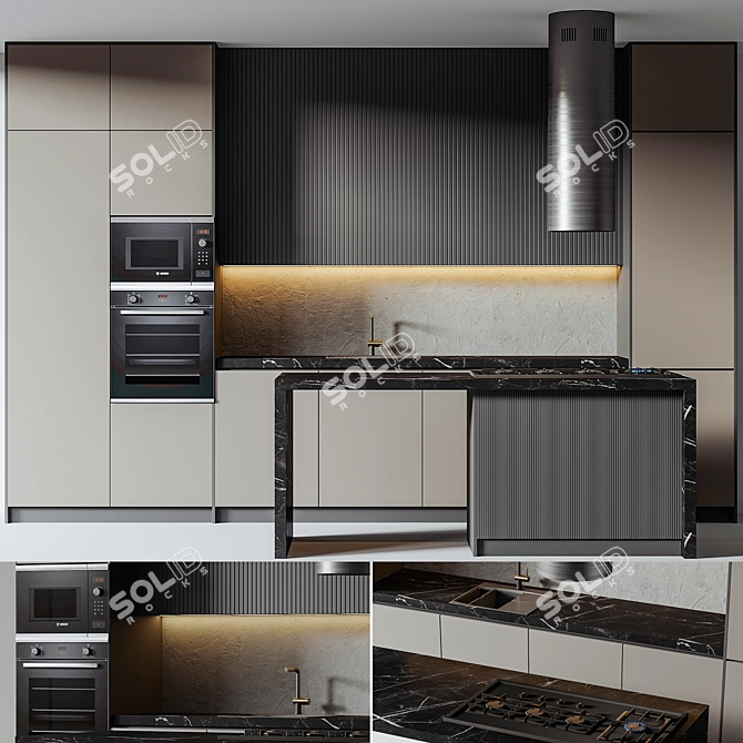 Modern Kitchen Design 3D Model 3D model image 2