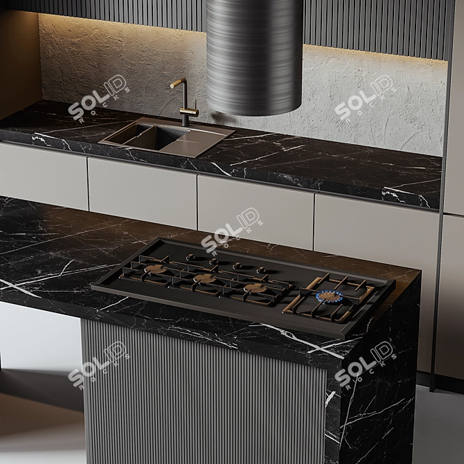 Modern Kitchen Design 3D Model 3D model image 4