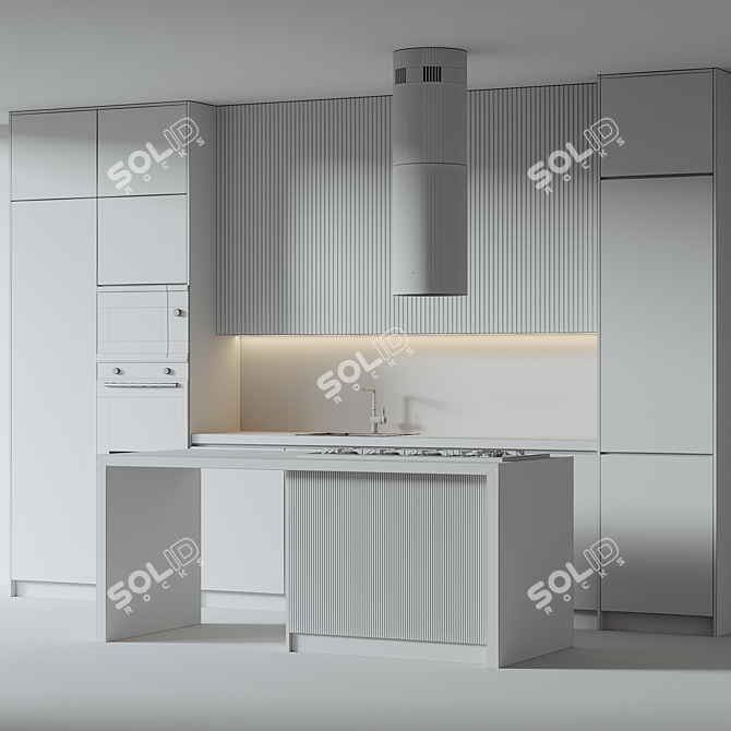 Modern Kitchen Design 3D Model 3D model image 5