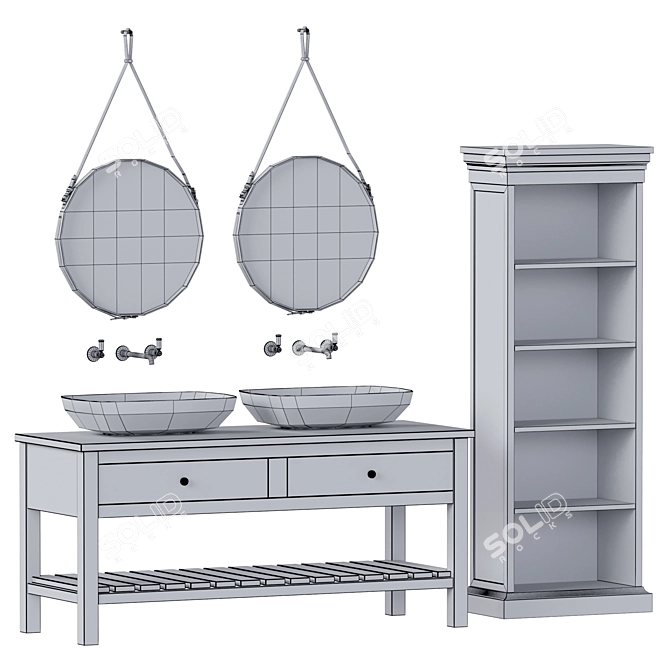 Modern Lacquered Bathroom Vanity 3D model image 5