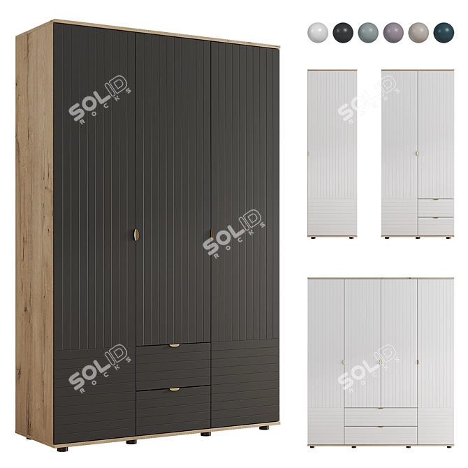 Monblan Line Wardrobe Set 3D model image 1