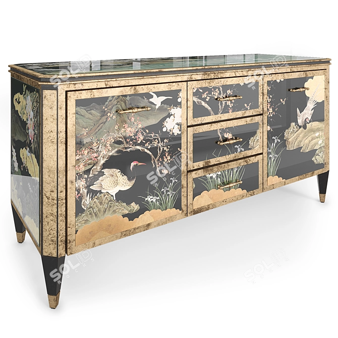 Handcrafted Maison Romano Home Cabinet 3D model image 4