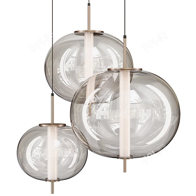 Elegant LED Pendant Lamp 3D model image 1