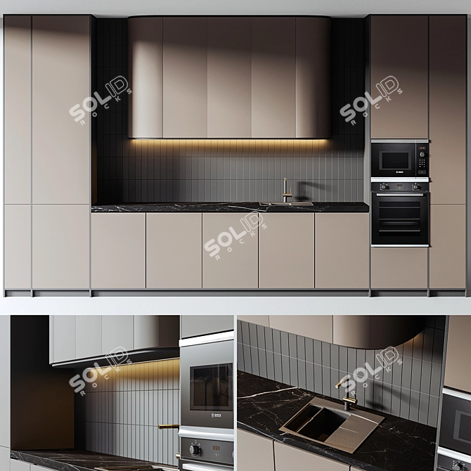 Modern Kitchen Design Assets 3D model image 2