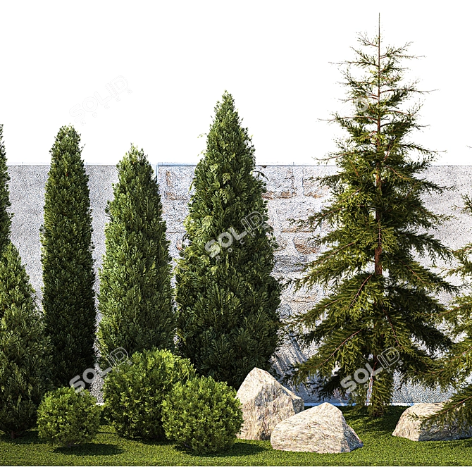 Landscaping Collection with Mature Trees & Shrubs 3D model image 3