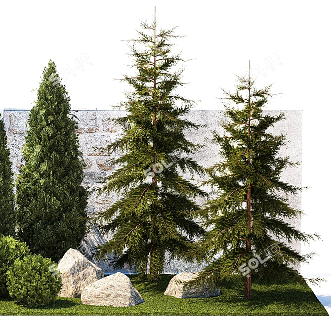 Landscaping Collection with Mature Trees & Shrubs 3D model image 6