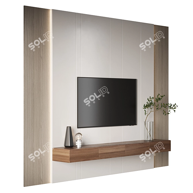 Sleek TV Wall Unit, 3500x456x2700h 3D model image 4