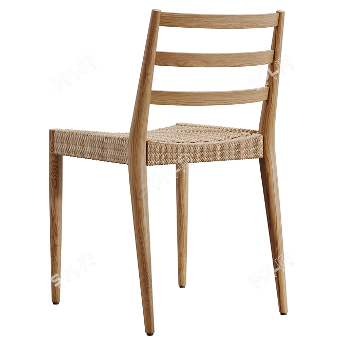 Modern Oak Chair with Rope Seat 3D model image 3