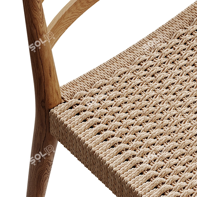 Modern Oak Chair with Rope Seat 3D model image 4