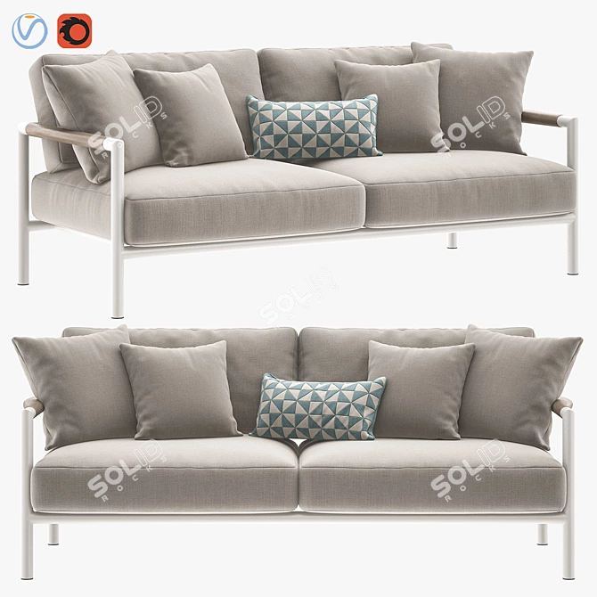 Les Jardins Teak Outdoor Sofa 3D model image 1