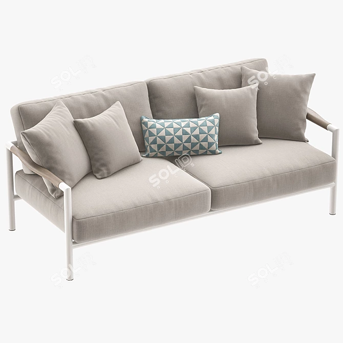 Les Jardins Teak Outdoor Sofa 3D model image 2