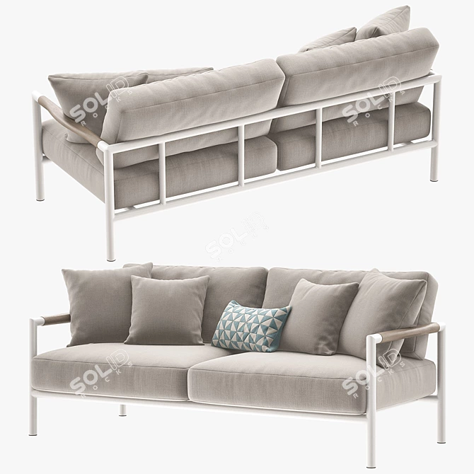 Les Jardins Teak Outdoor Sofa 3D model image 3