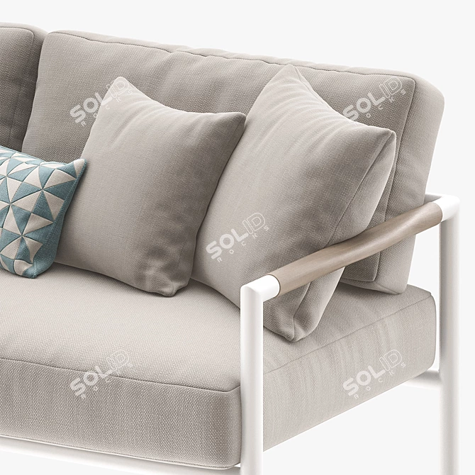 Les Jardins Teak Outdoor Sofa 3D model image 4