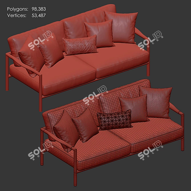 Les Jardins Teak Outdoor Sofa 3D model image 6