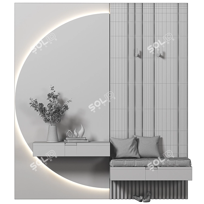 Trendy Hallway Composition Furniture 3D model image 4