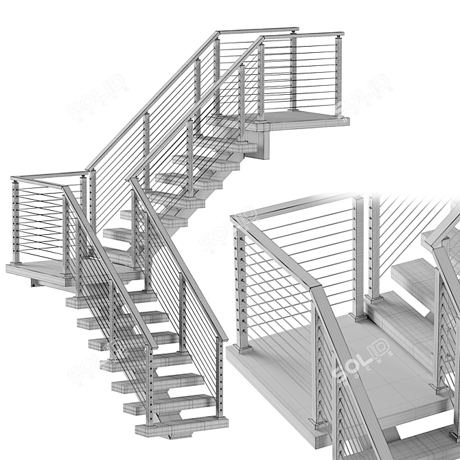 Viewrail 3 Staircase Set 3D model image 3