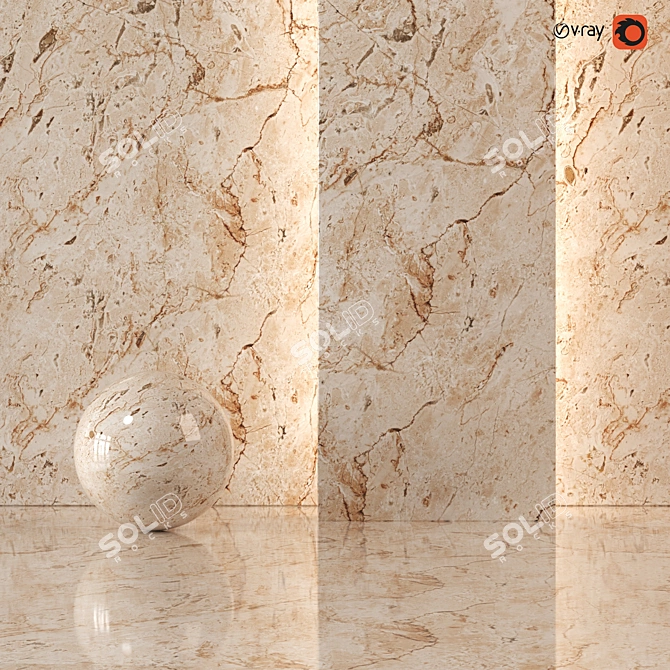  Elegant brown marble PBR texture 3D model image 1