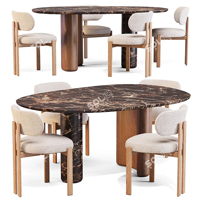 Organic Elegance Dining Set 3D model image 1