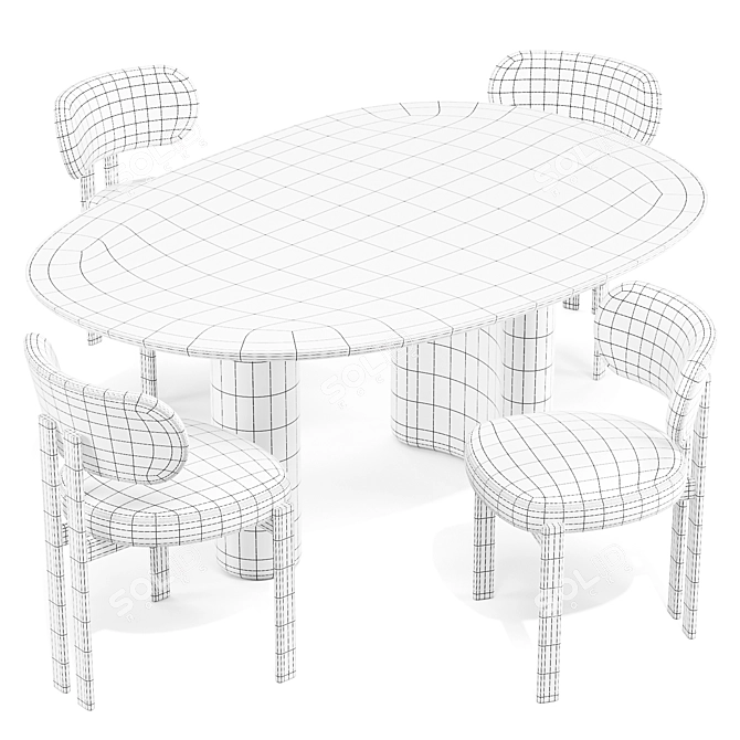 Organic Elegance Dining Set 3D model image 4