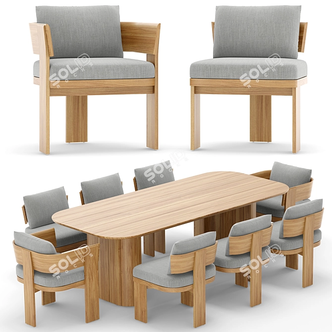 Solaro Outdoor Dining Set 3D model image 1