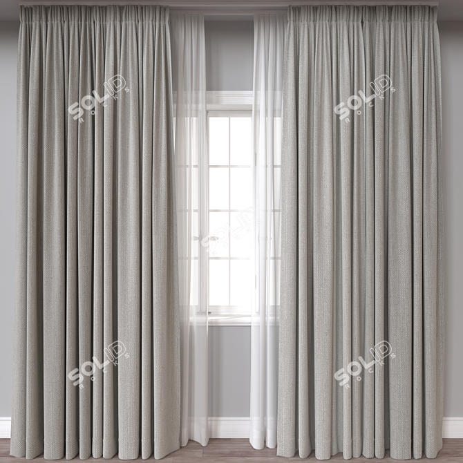 Versatile 3D Curtain Model Set 3D model image 1