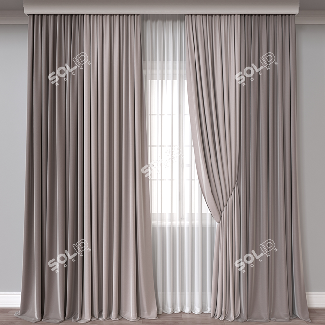 Versatile 3D Curtain Model Kit 3D model image 1