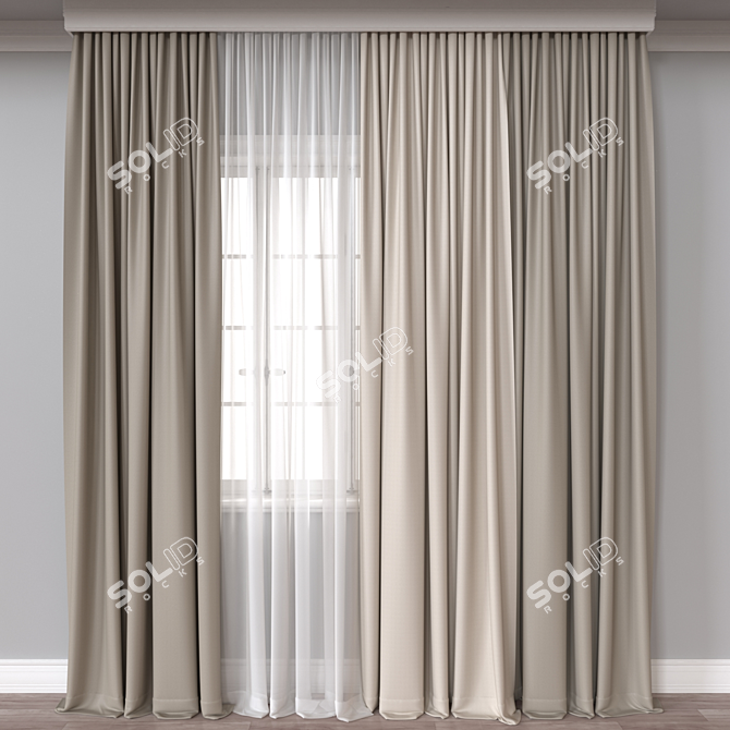 Double-Sided Curtain 3D Model 3D model image 1