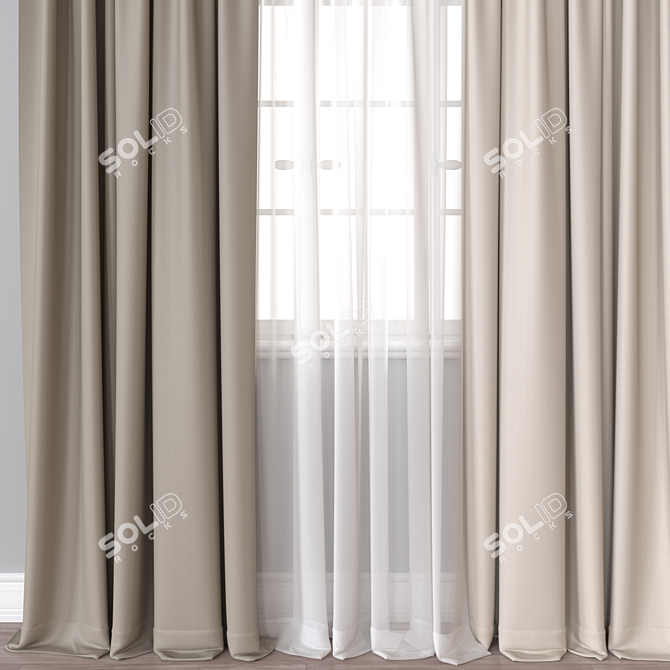 Double-Sided Curtain 3D Model 3D model image 2